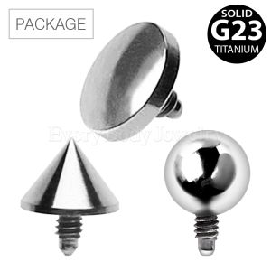 Product 60pc Package of G23 Titanium Ball, Spike & Disc Dermal Top in Assorted Shapes & Sizes