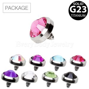 Product 90pc Package of 4mm G23 Titanium Press Fit CZ Dermal Top in Assorted Colors