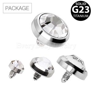 Product 30pc Package of G23 Titanium Press Fit Clear CZ Dermal Top in Assorted Sizes