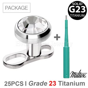 Product Set of 25 G23 Titanium Dermal Tops, G23 Titanium Anchors & Dermal Punches