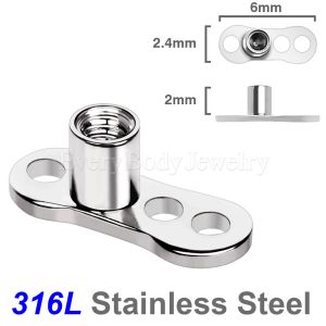 Product 316L Stainless Steel Dermal Anchor - 3 Hole / 2mm Rise