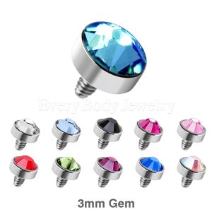 Product 316L Surgical Steel 3mm Flat Dermal Top with Gem 