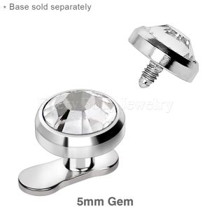 Product  316L Surgical Steel 5mm Flat Dermal Top with Gem 