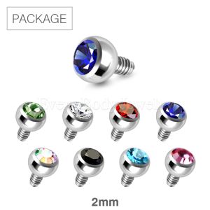 Product 80pc Package of 2mm 316L Dermal Top with CZ in Assorted Colors