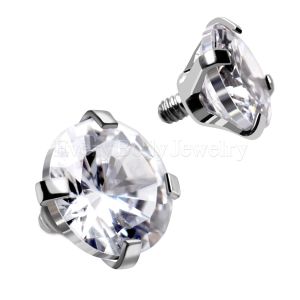 Product 316L Stainless Steel Prong Set Clear CZ Dermal Top