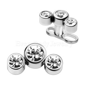 Product 316L Stainless Steel Triple Clear CZ Dermal Top