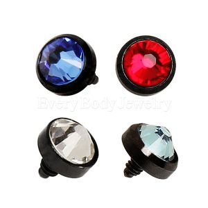 Product Black PVD Plated Flat Dermal Top with CZ