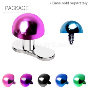 Product 50pc Package of PVD Plated Dome Dermal Top in Assorted Colors