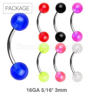 Product 70pc Package of 316L Surgical Steel Eyebrow Ring with UV Coated Acrylic Balls