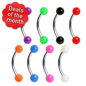 Product 316L Surgical Steel Eyebrow Ring with Solid UV Balls