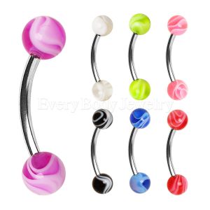 Product 316L Surgical Steel Curved Barbell with UV Marble Balls