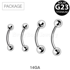 Product 40pc Package of 14GA Grade 23 Titanium Eyebrow Ring with Balls in Assorted Sizes