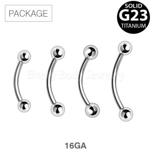 Product 40pc Package of 16GA Grade 23 Titanium Eyebrow Ring with Balls in Assorted Sizes