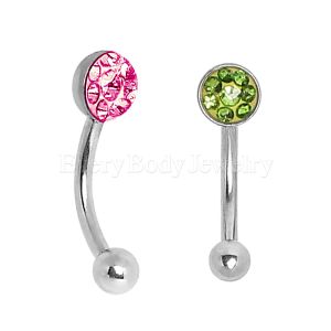 Product 316L Surgical Steel Eyebrow Ring with Multi Crystals Set in Epoxy Resin