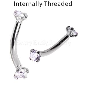 Product 316L Surgical Steel Internally Threaded Prong Set CZ Curved Barbell