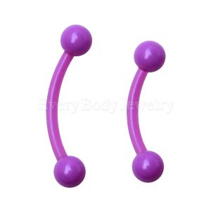 Product Purple PTFE Curved Barbell with UV Acrylic Balls