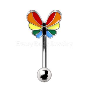 Product 316L Stainless Steel Rainbow Butterfly Eyebrow Ring
