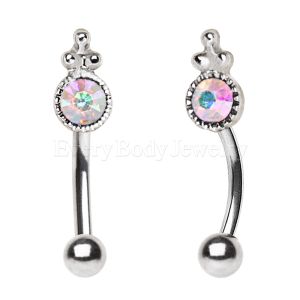 Product 316L Stainless Steel Ornate Aurora Borealis Eyebrow Ring
