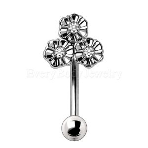 Product 316L Stainless Steel Triple Dazzling Flower Eyebrow Ring