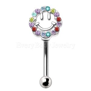 Product 316L Stainless Steel Multicolored Smiley Face Eyebrow Ring