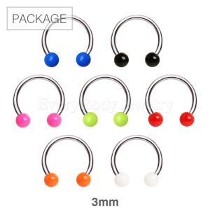 Product 70pc Package of UV Solid Ball Horse Shoes in Assorted Colors  - 3mm Ball