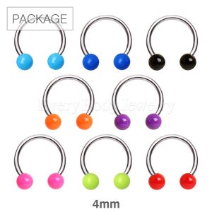 Product 80pc Package of UV Solid Ball Horse Shoes in Assorted Colors - 4mm Ball