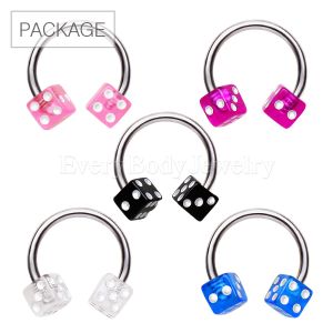 Product 50pc Package of UV Dice Ball Horse Shoes in Assorted Colors