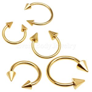 Product Gold Plated 316L Surgical Steel Circular Barbell with Two Spikes