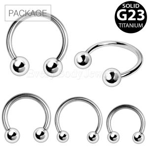 Product 50pc Package of Grade 23 Titanium Horse Shoes in Assorted Sizes