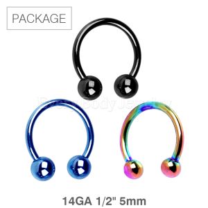 Product 30pc Package of 14 Gauge PVD Plated Horseshoe in Assorted Colors