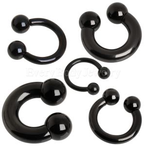 Product Black PVD Plated Surgical Steel  Horseshoe with Balls