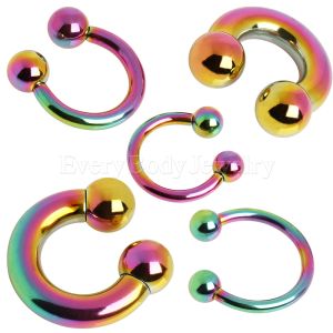 Product Rainbow PVD Plated Surgical Steel  Horseshoe with Balls