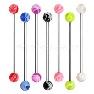 Product 316L Industrial Barbell with UV Acrylic Marble Balls