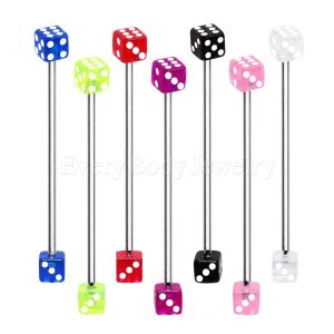 Product 316L Industrial Barbell with UV Acrylic Dice