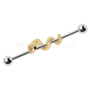Product 316L Stainless Steel Golden Tree Snake Industrial Barbell