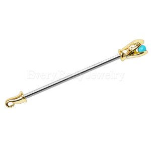 Product 316L Stainless Steel Turquoise Ball Golden Serpent Industrial Barbell