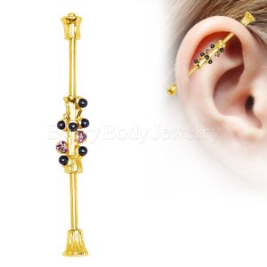 Product Gold Plated Whimsical Tree Industrial Barbell
