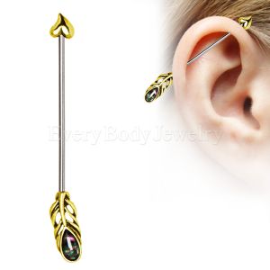 Product Gold Plated Cupid Arrow Industrial Barbell with Abalone