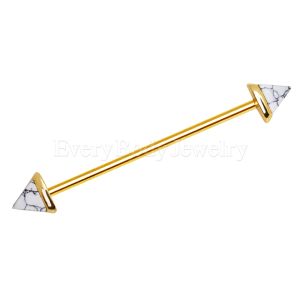 Product Gold Plated Howlite Triangle Industrial Barbell