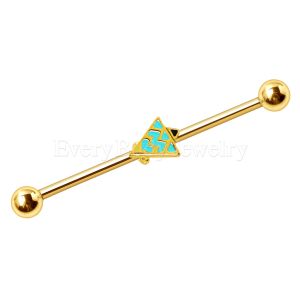 Product Gold Plated Industrial Barbell with Waved Triangle