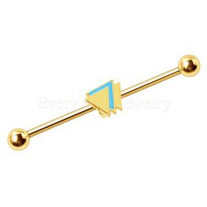 Product Gold Plated Industrial Barbell with Layered Triangle