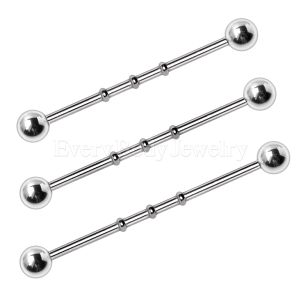 Product 316L Surgical Steel 3 Notches Industrial Barbell with Balls