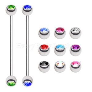 Product 316L Surgical Steel Industrial Barbell with Gemmed Ball
