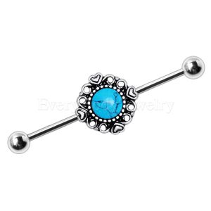Product 316L Stainless Steel Vintage Charm Industrial Barbell with Turquoise Stone