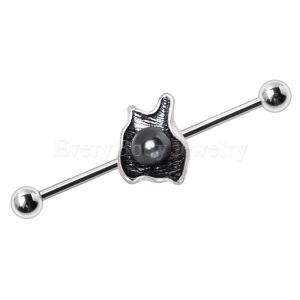 Product 316L Stainless Steel Black Pearl on Shell Industrial Barbell