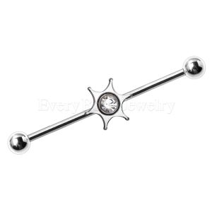 Product 316L Stainless Steel Jeweled Star Industrial Barbell