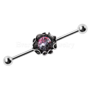 Product 316L Stainless Steel Industrial Barbell with Glass Stone Giant Seashell
