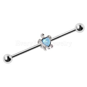 Product 316L Stainless Steel Heart Synthetic Opal Turtle Industrial Barbell