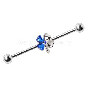 Product 316L Stainless Steel Blue Clover Leaf Industrial Barbell