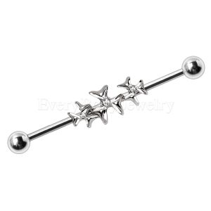 Product 316L Stainless Steel Triple Jeweled Flower Industrial Barbell